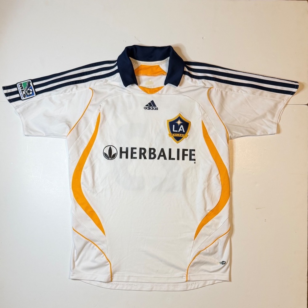 David Beckham Vintage Adidas LA Galaxy 2007 Home Soccer Jersey Mens L White MLS